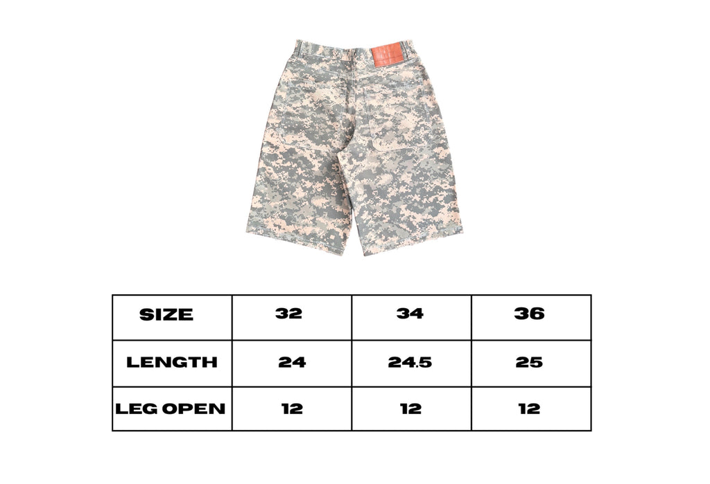 WEST DISTRESSED DIGITAL CAMO JORTS